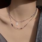 Layered Stainless Steel Choker Silver - One Size