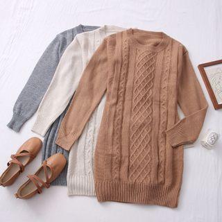 Cutout-back Cable-knit Mini Dress