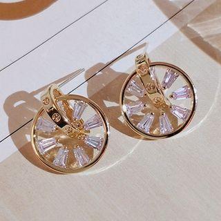 Rhinestone Alloy Hoop Earring 1 Pair - Gold - One Size