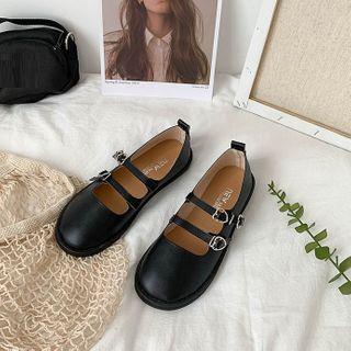 Round-toe Double-strap Mary Jane Flats