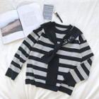 Striped Mock-two Loose-fit Sweater