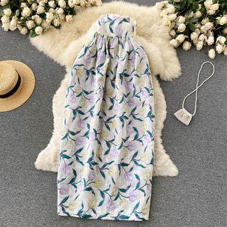 Bandeau Embroidered Flower Dress