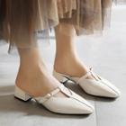 T-strap Chunky-heel Mules