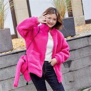 Sherpa-fleece Zip-up Jacket With Muffler