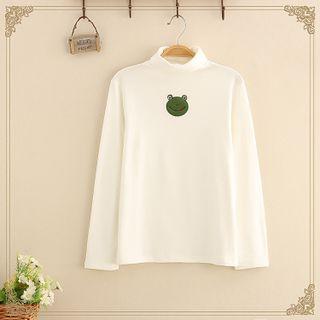 Long Sleeve Frog Embroidered T-shirt