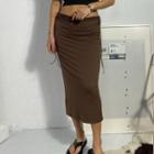 Drawstring Midi Fitted Skirt
