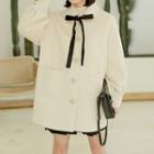 Balloon-sleeve Buttoned Coat White - One Size