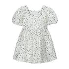 Puff-sleeve Square-neck Polka Dot Dress As Shown In Figure - One Size