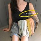 Glittered V-neck Sleeveless Knit Top