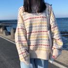 Square Printed Sweater Almond - One Size