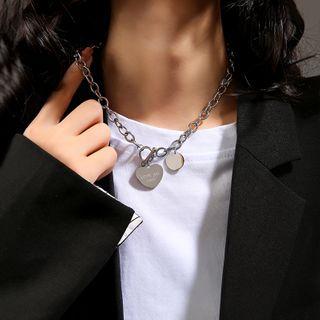 Lettering Chain Necklace 1 Piece - Silver - One Size