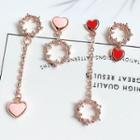 925 Sterling Silver Non-matching Heart Dangle Earring