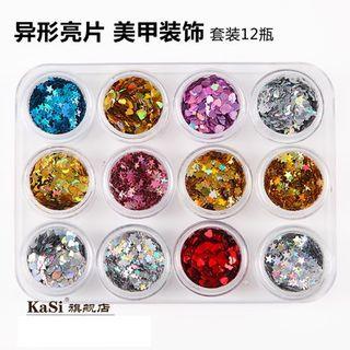 Nail Art Glitter Flake Set (mixed Style) 12 Colours