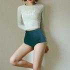 Lettering Long-sleeve Tankini