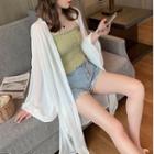 Open-front Chiffon Long Jacket
