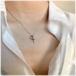 Cross Pendant Necklace 2135 - Silver - One Size