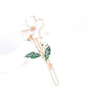 Flower Glaze Alloy Hair Clip White - One Size