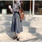 Long Sleeve Plaid Shirt / A-line Skirt