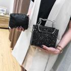Sequined Chain Strap Shoulder Bag With Pouch