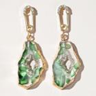 Irregular Rhinestone Faux Crystal Dangle Earring 1 Pair - 15640 - Gold & Green - One Size