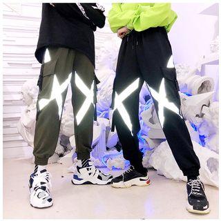 Reflective Cross Print Jogger Pants