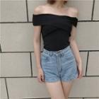 Cross Strap Off Shoulder Short Sleeve T-shirt