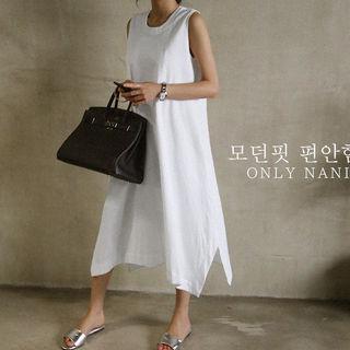 Sleeveless Button-back Long Dress