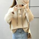 Lettering Drawstring Hooded Sweater