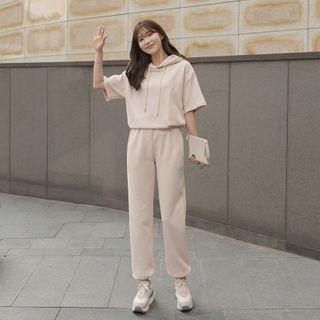 Set: Short-sleeve Hoodie + Jogger Pants