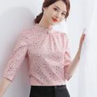 Elbow-sleeve Dotted Blouse / Dress Pants / Pencil Skirt