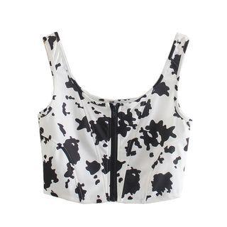 Cow Print Crop Tank Top