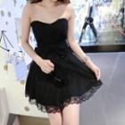 Ribbon Strapless Mini A-line Dress