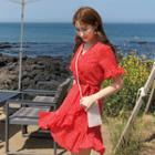Polka-dot Wrap Dress Red - One Size