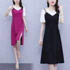 Mock Two-piece Slit-side A-line Dress