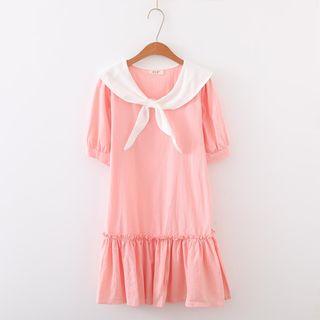Sailor Collar Ruffle Trim Dress
