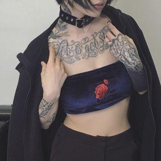 Rose Embroidered Tube Top