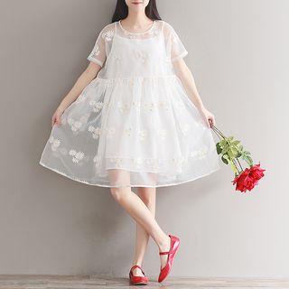 Set : Organiza Short-sleeve Dress + Spaghetti Strap Dress