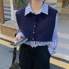 Striped Shirt / Buttoned Cape