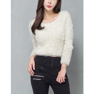 Shearling Glittered Knit Top