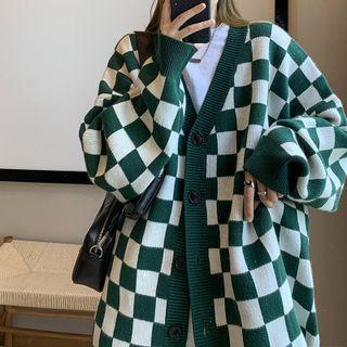 Checkerboard Cardigan / Button-up Sweater Vest