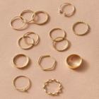 Set Of 14: Alloy Ring (assorted Designs) 9014 - 14 Pcs - Gold - One Size