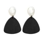 Wooden Triangle Dangle Earring 1 Pair - Black - One Size