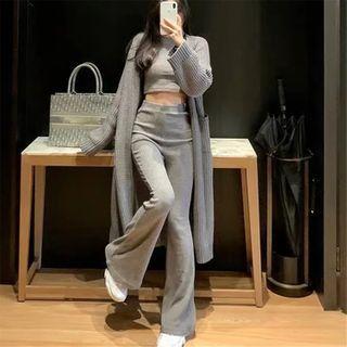Set: Long Cardigan + Boot-cut Pants