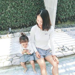 Family Matching Letter Embroidered Long-sleeve T-shirt