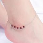 925 Sterling Silver Bead Layered Anklet Anklet - 2 Layers - One Size
