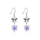 925 Sterling Silver Elegant Romantic Heart Shape And Butterfly Earrings With Multicolor Austrian Element Crystal Silver - One Size