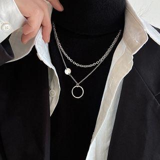 Layered Hoop Necklace Silver - One Size
