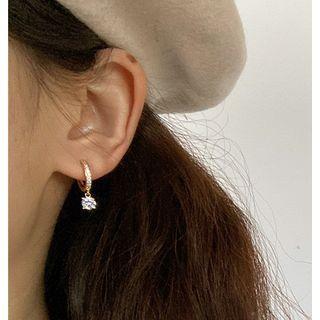Butterfly Rhinestone Asymmetrical Sterling Silver Dangle Earring