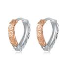 14k/585 Rose And White Gold Diamond Cut Drop Creole Hoop Earrings