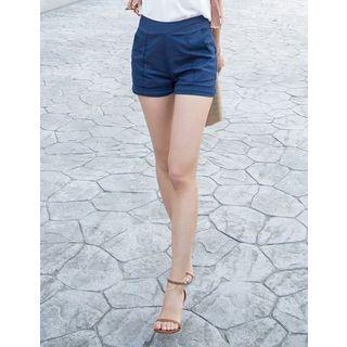 Seam-detail Cuff-hem Shorts